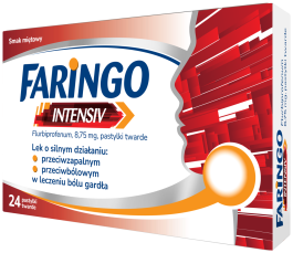 Faringo Intensiv, pastylki twarde, smak miętowy – opakowanie
